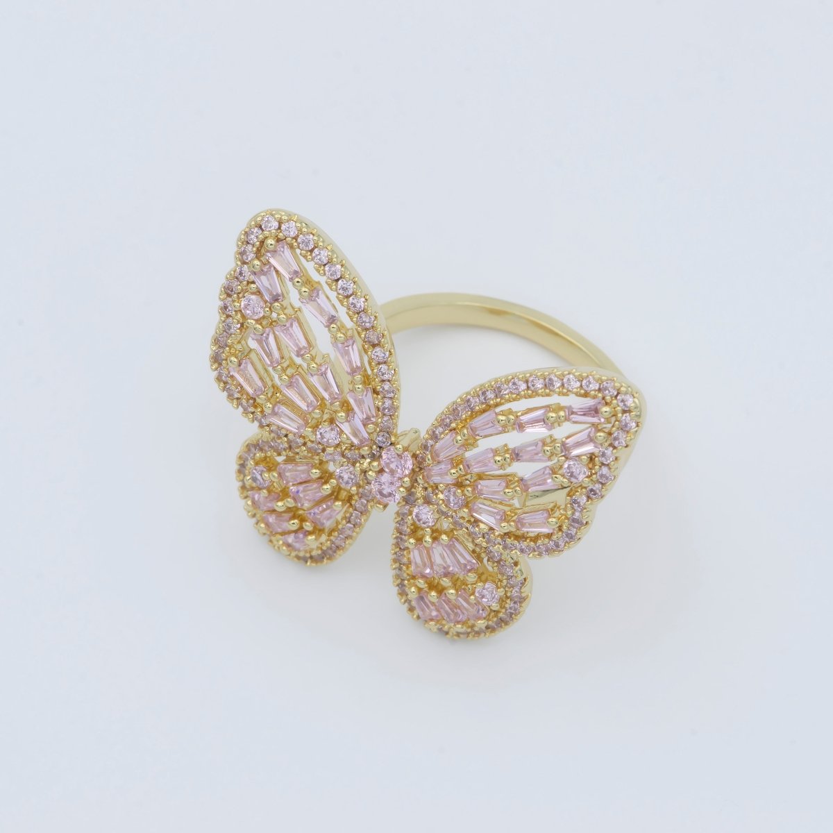 Gold butterfly ring, Open Adjustable butterfly ring, statement Jewelry with Cubic Zirconia Ring Mariposa Jewelry Inspired R-229