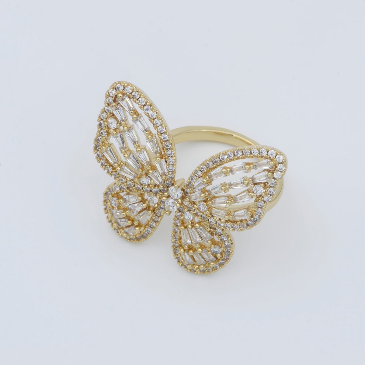 Gold butterfly ring, Open Adjustable butterfly ring, statement Jewelry with Cubic Zirconia Ring Mariposa Jewelry Inspired R-229