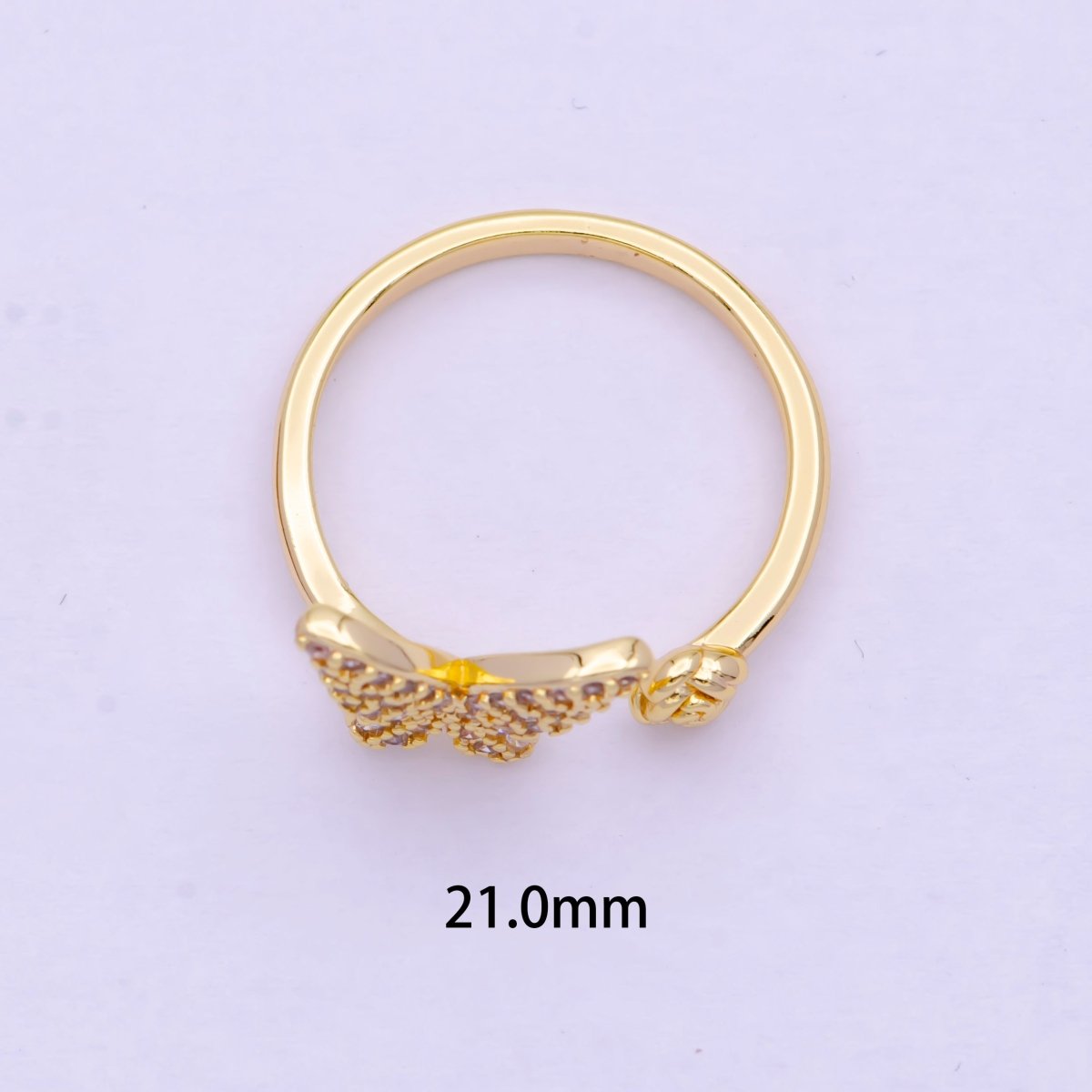 Gold Butterfly Ring with Rose Flower Open Adjustable | U-136