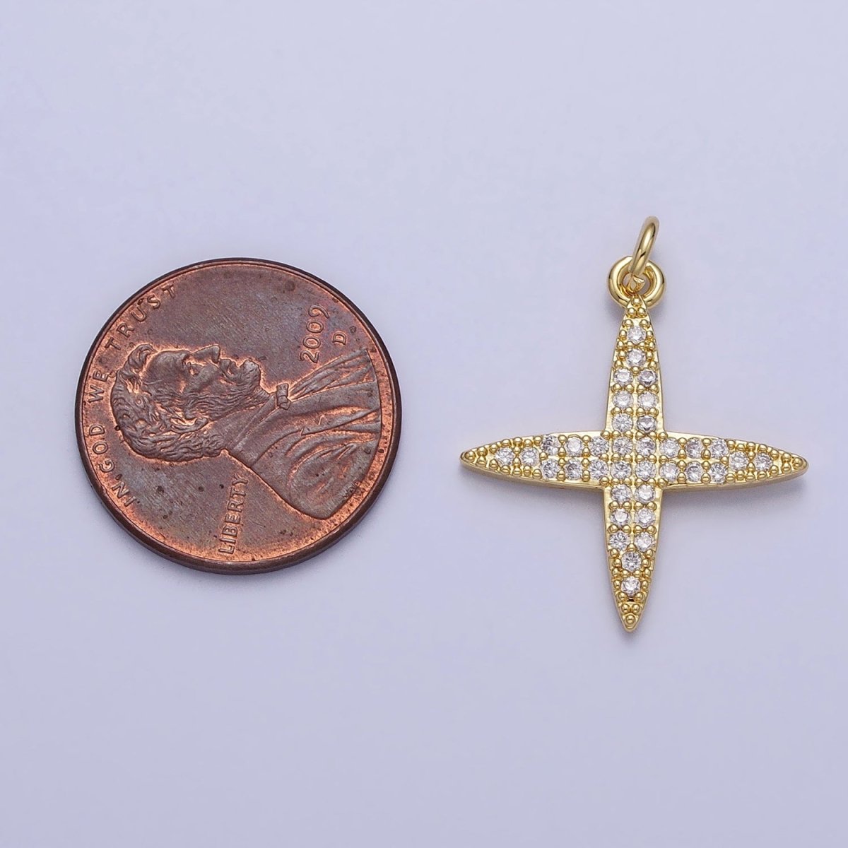 Gold Celestial Star Clear Micro Paved CZ Charm | AC355
