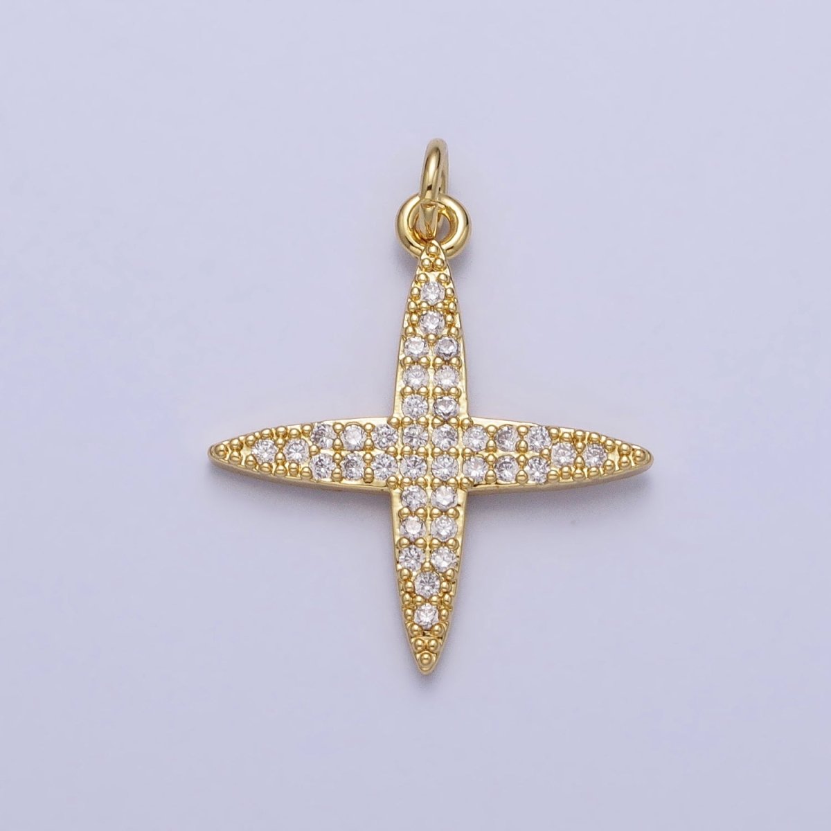 Gold Celestial Star Clear Micro Paved CZ Charm | AC355