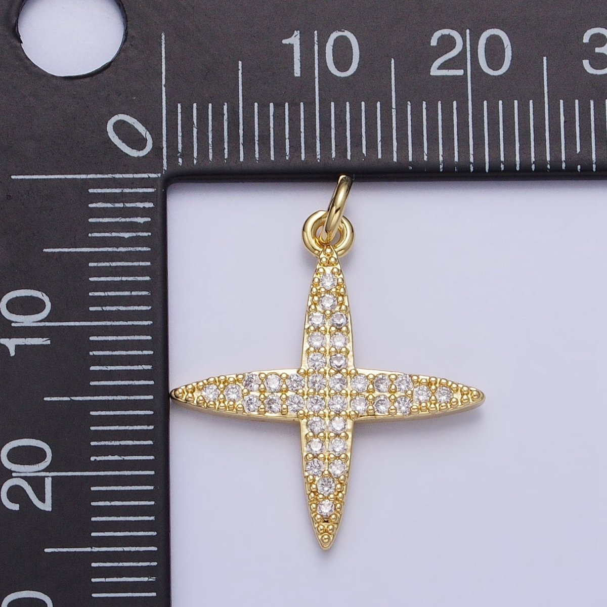 Gold Celestial Star Clear Micro Paved CZ Charm | AC355