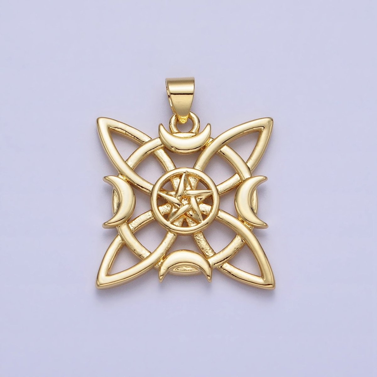 Gold Celtic Knot Charm Eternal Knot Charm, Celtic Irish Jewelry Moon Star Celestial Jewelry AA146