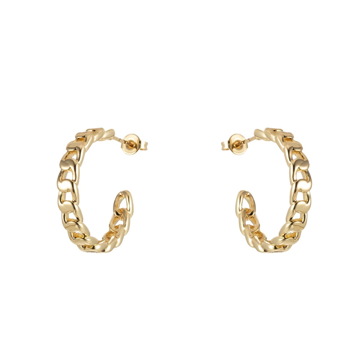 Gold Chain Hoop Earrings, Miami Cuban Chain Hoop Earrings Minimalist Jewelry, Cuban Link Earring, Everyday Earrings P-221
