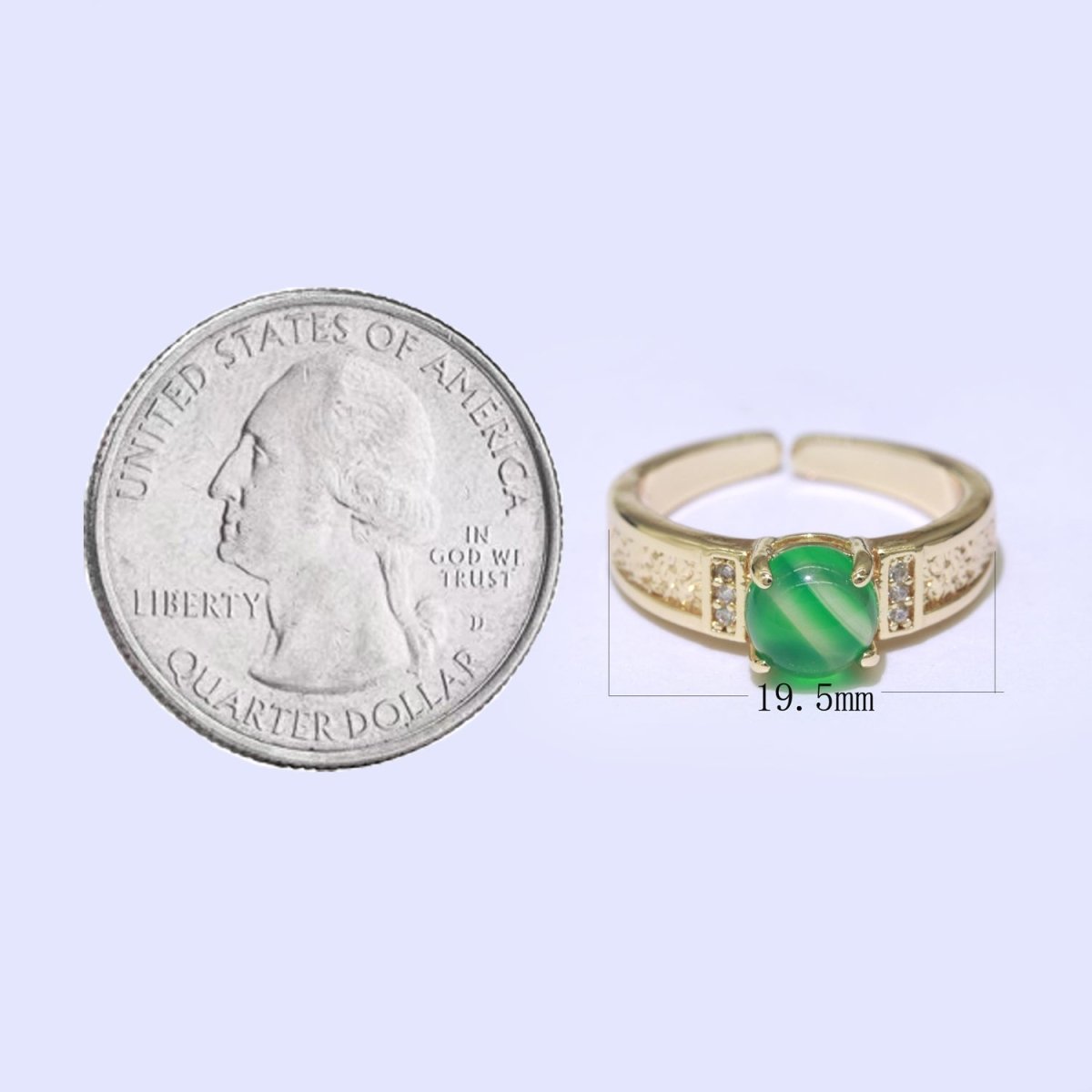 Gold Chunky Ring, Statement Ring, Green Cat Eye Stone Ring, Stackable Ring Thick Gold Ring Open Adjustable O-926