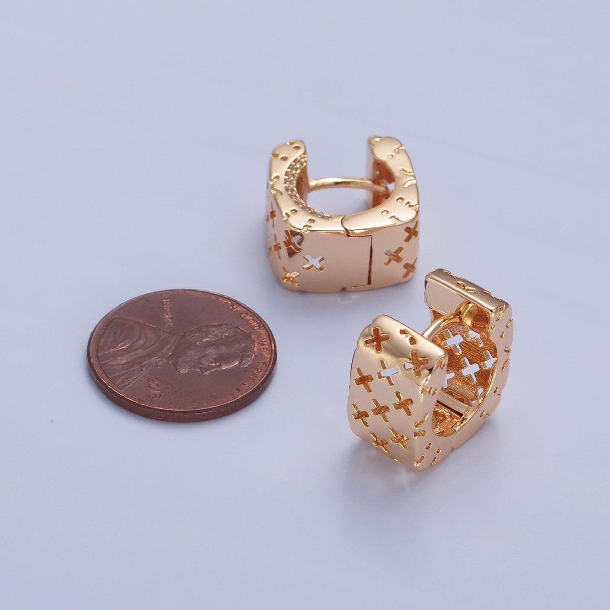 Gold Chunky X Hoop Earring Bold Gold Filled Earring T-494
