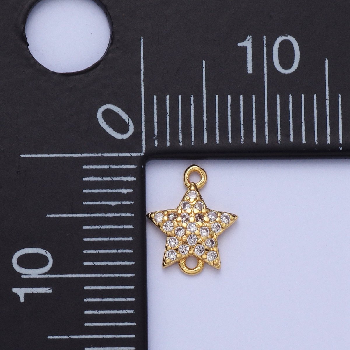 Gold Clear Micro Paved CZ Celestial Star Connector F-456