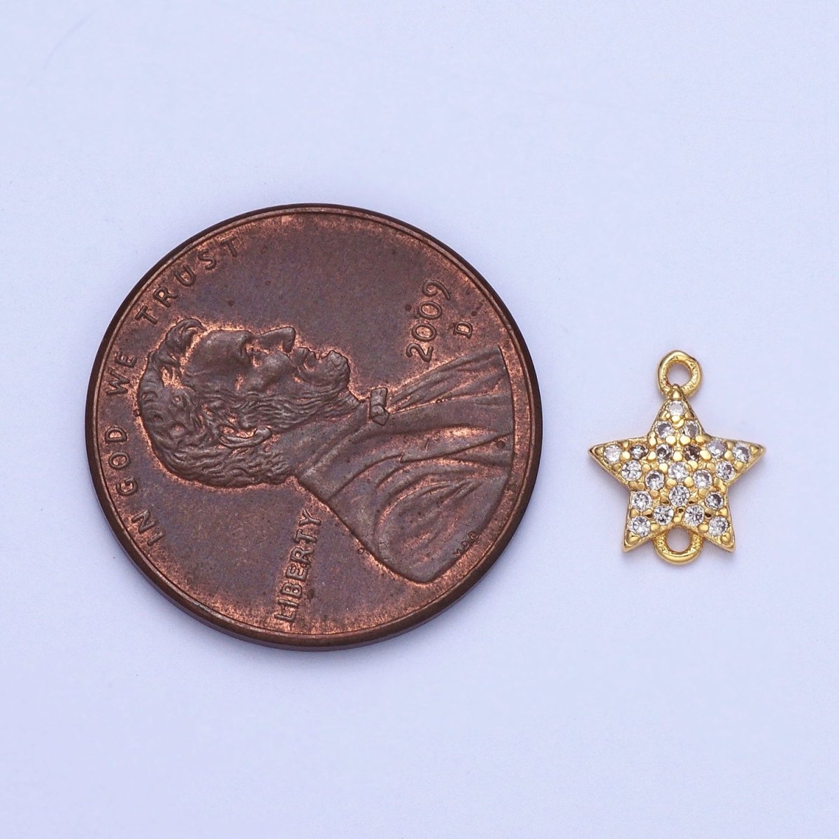 Gold Clear Micro Paved CZ Celestial Star Connector F-456
