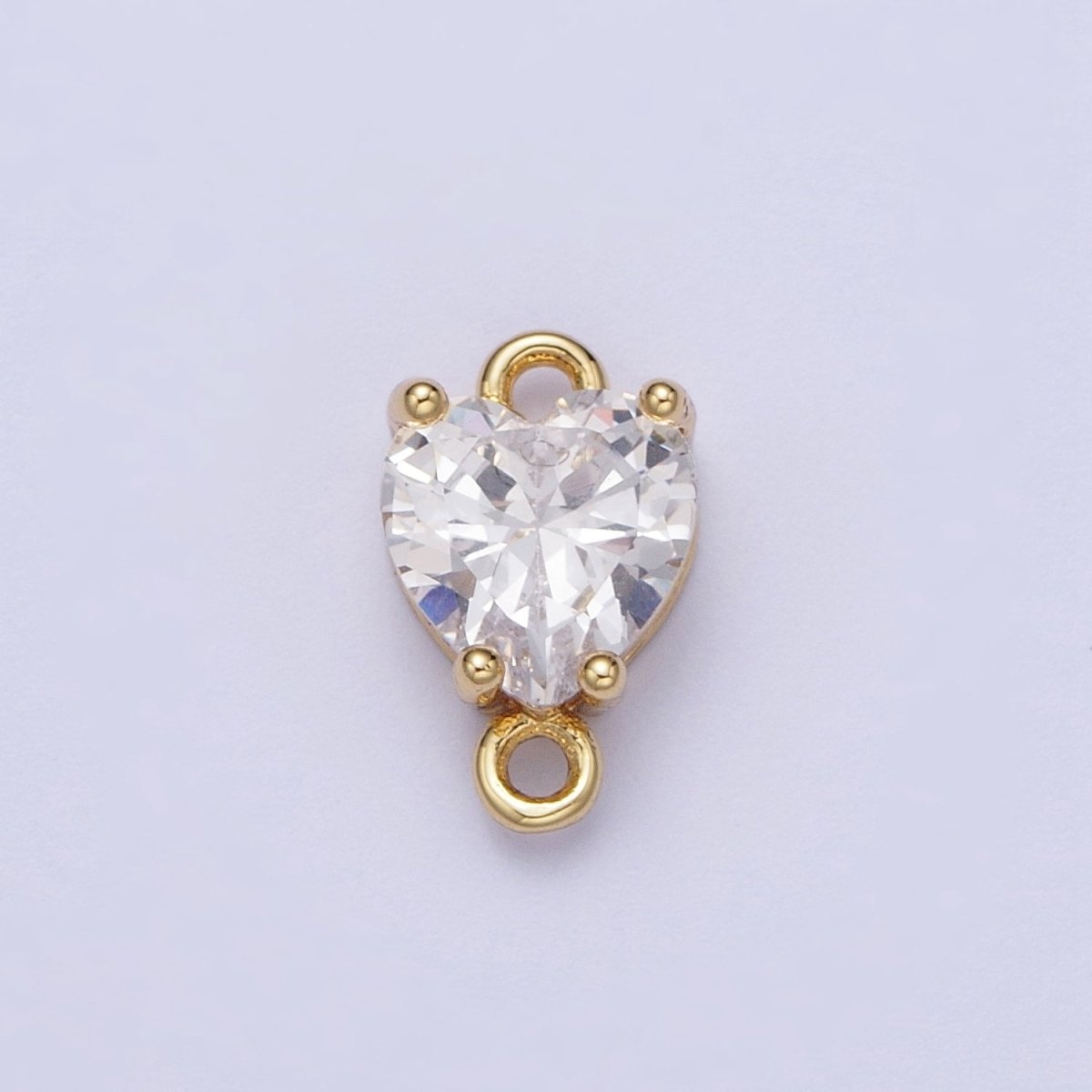 Gold Clear/Pink Link CZ Heart Love Cubic Zirconia Connector For Necklace Bracelet Jewelry Making G-579 G-580