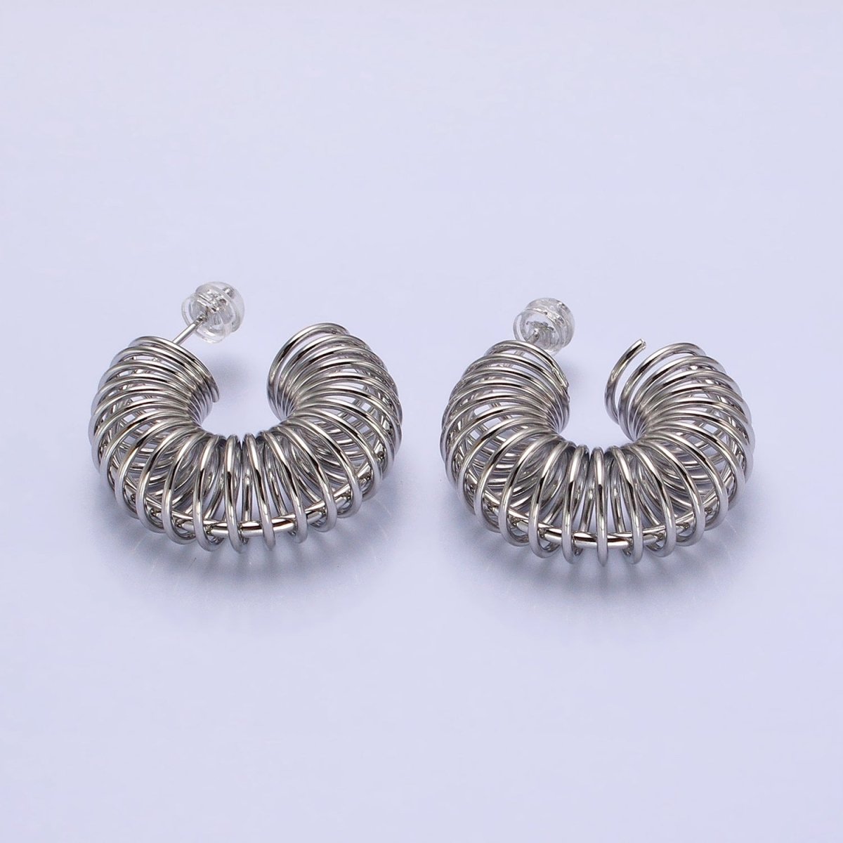 Gold Coil Wire Gold Hoop Earrings, Spiral Hoops Gold Twisted Earrings Spiral Earring AB933 AB935