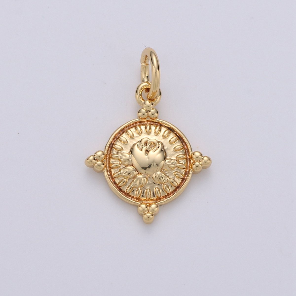 Gold Coin Charm - Silver coin charm, gold coin finding, flower charm, gold flower charm, Rose coin pendant, Dainty Charm, D-466, D-467