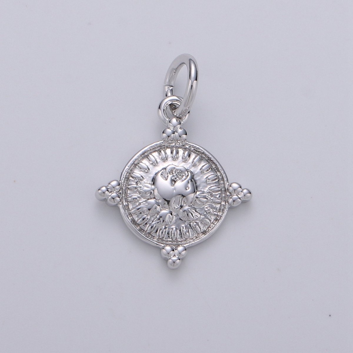 Gold Coin Charm - Silver coin charm, gold coin finding, flower charm, gold flower charm, Rose coin pendant, Dainty Charm, D-466, D-467