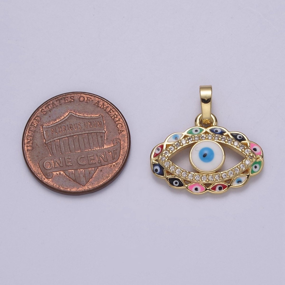 Gold Colorful Evil Eye Pendant Enamel Eye Charm J-378