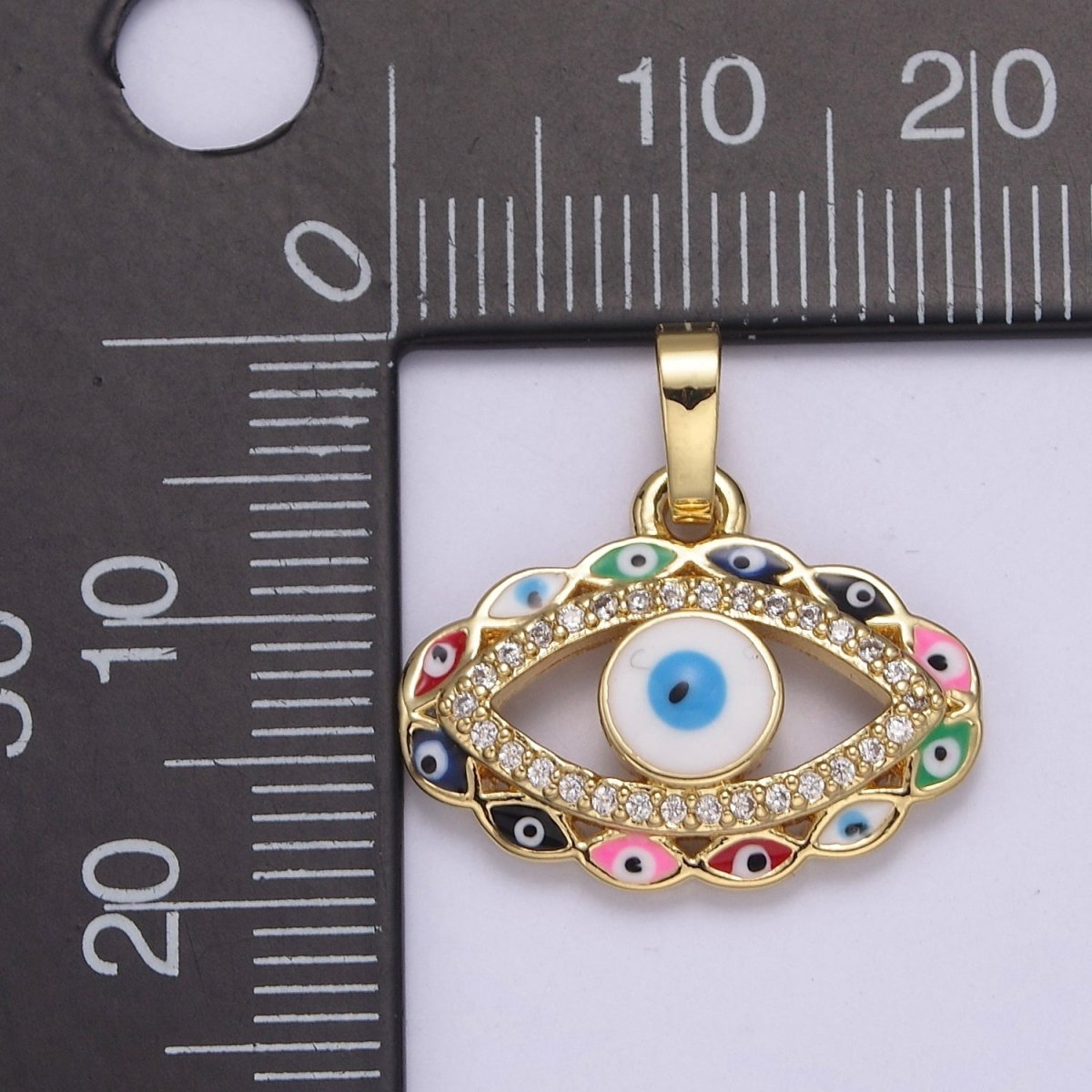 Gold Colorful Evil Eye Pendant Enamel Eye Charm J-378