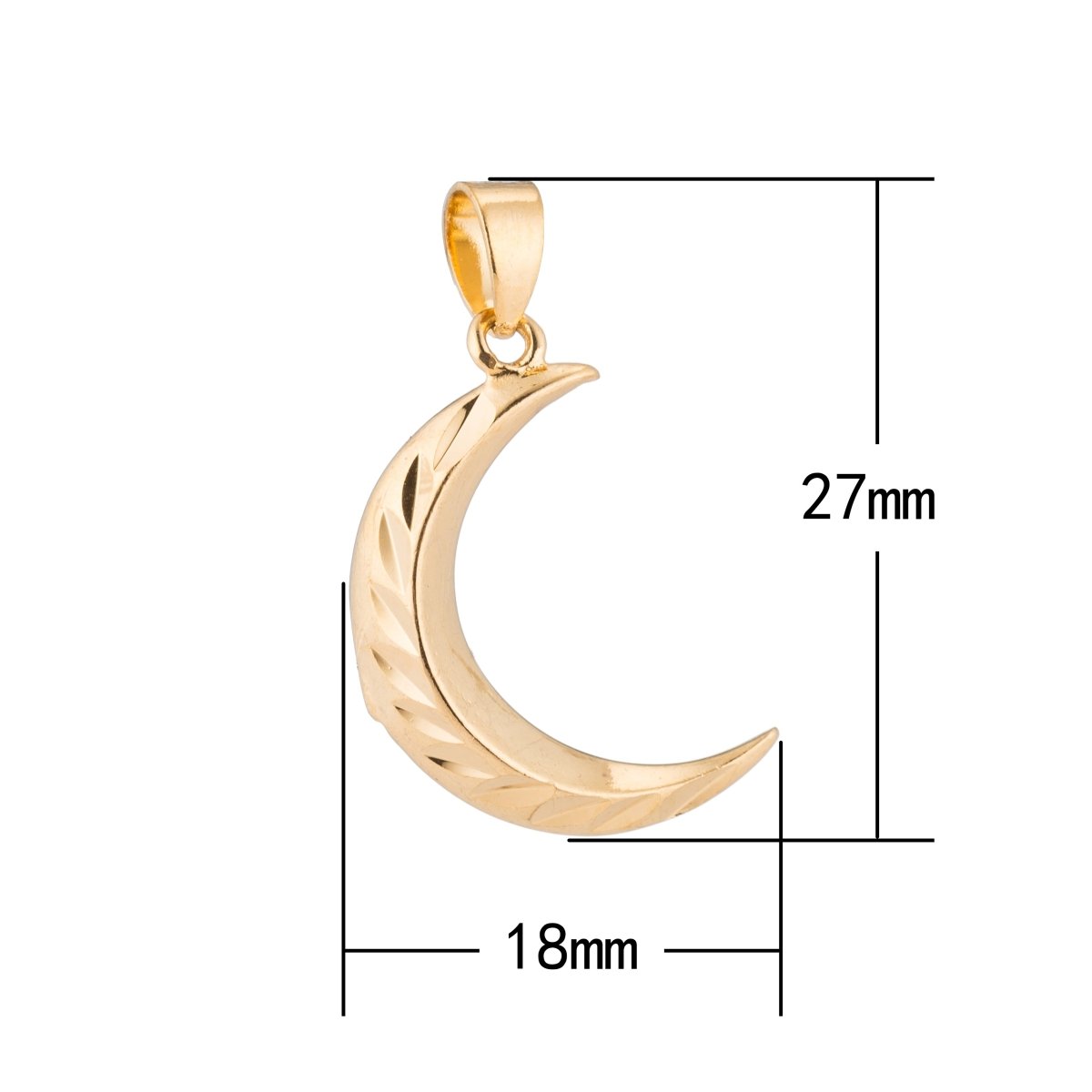 Gold Crescent Moon, Modern, Dream, Cute, Sky, Celestial, Shine, DIY Craft Necklace Pendant Charm Bead Bails Findings for Jewelry Making H-225