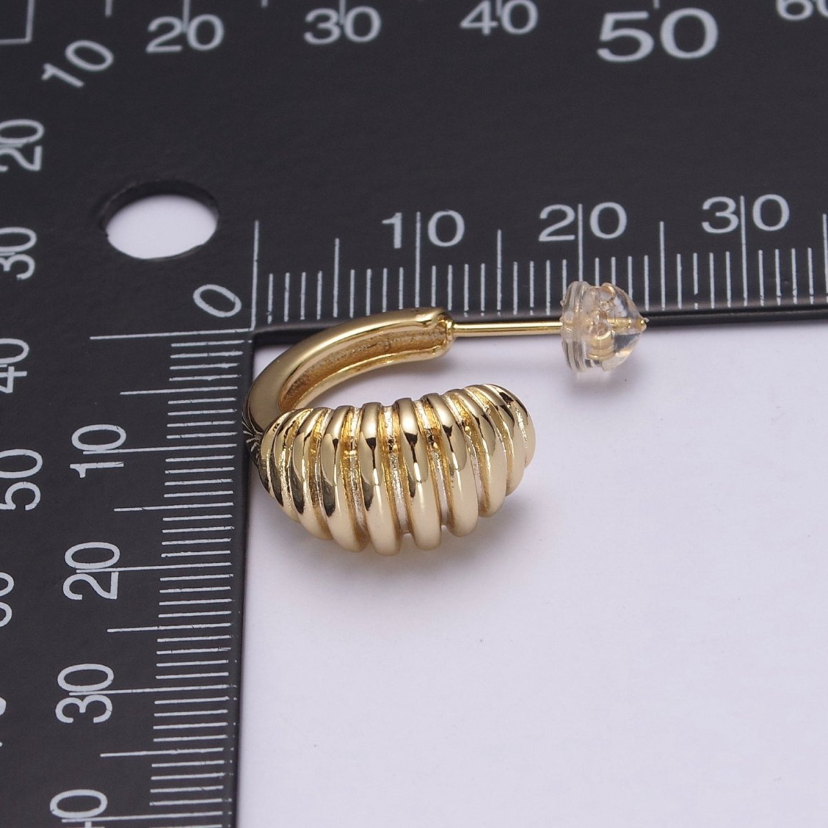Gold Croissant Hoops Light Weight • Modern Chunky Hypoallergenic Earrings • Gift For Her T-237