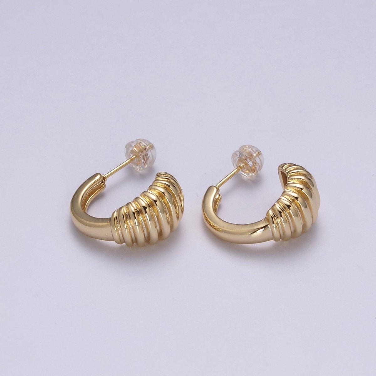 Gold Croissant Hoops Light Weight • Modern Chunky Hypoallergenic Earrings • Gift For Her T-237