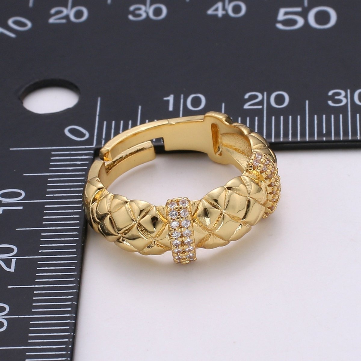 Gold Croissant Ring, Cz Twist Ring, Chunky Ring, Adjustable Ring, Statement Ring, Twisted Ring, Rope Ring Gift for Her Valentine Gift  R-202
