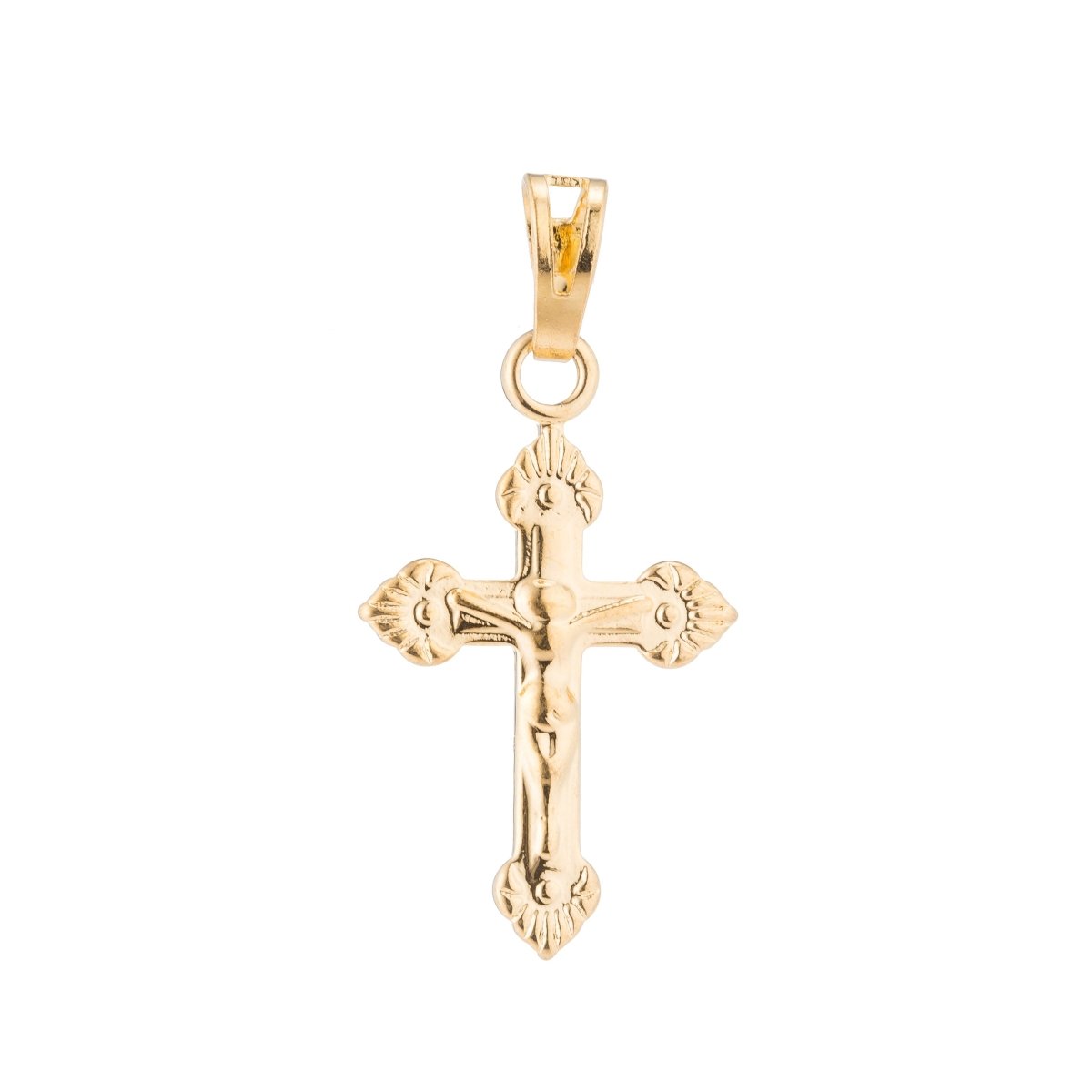 Gold Cross, Faith, Belief, Christian, Catholic, God, Divine, Prayer, Jesus Necklace Pendant Charm Bead Bails Findings for Jewelry Making H-426