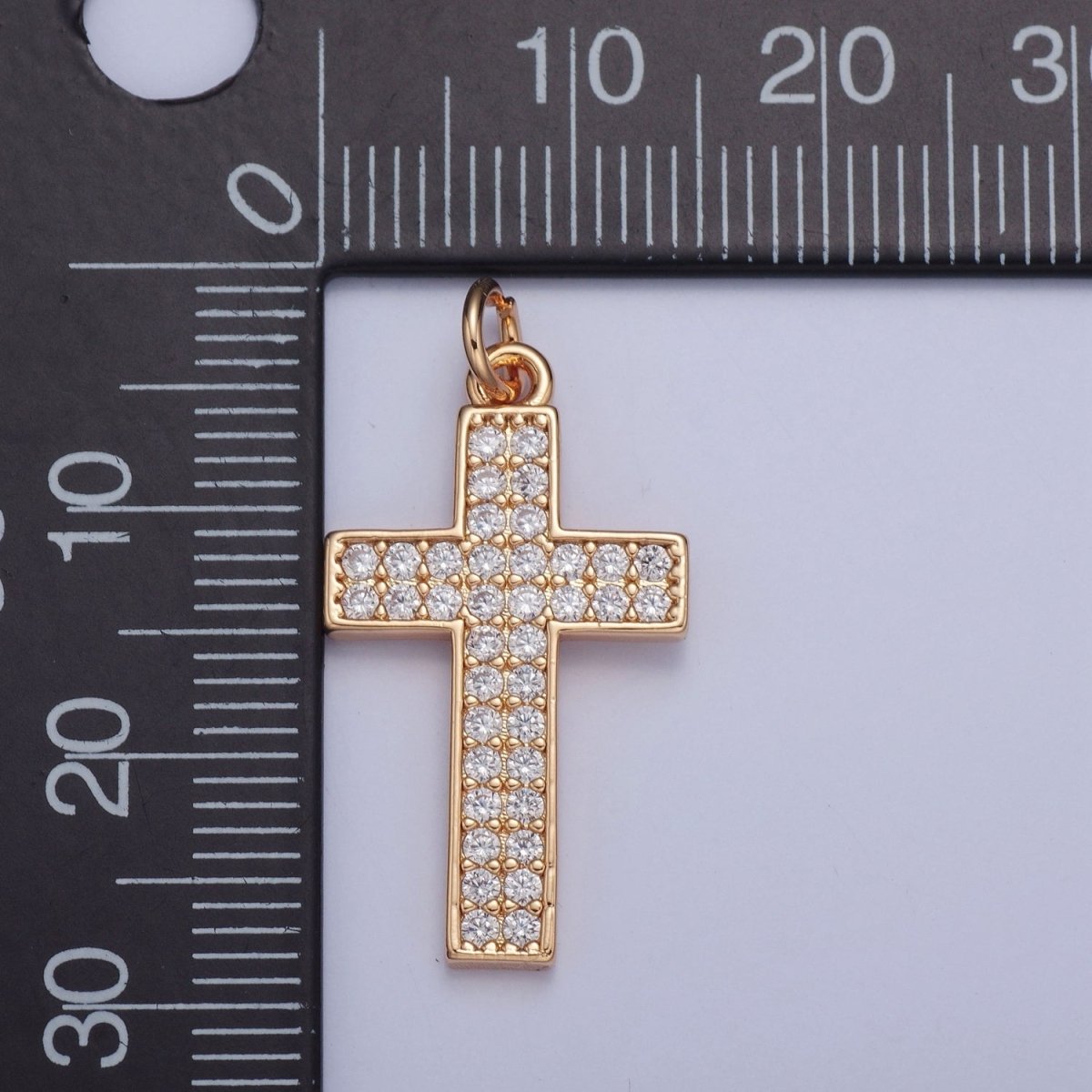 Gold Cross pendant Micro Pave Cross charm X-018