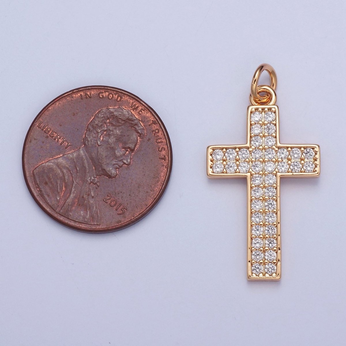 Gold Cross pendant Micro Pave Cross charm X-018