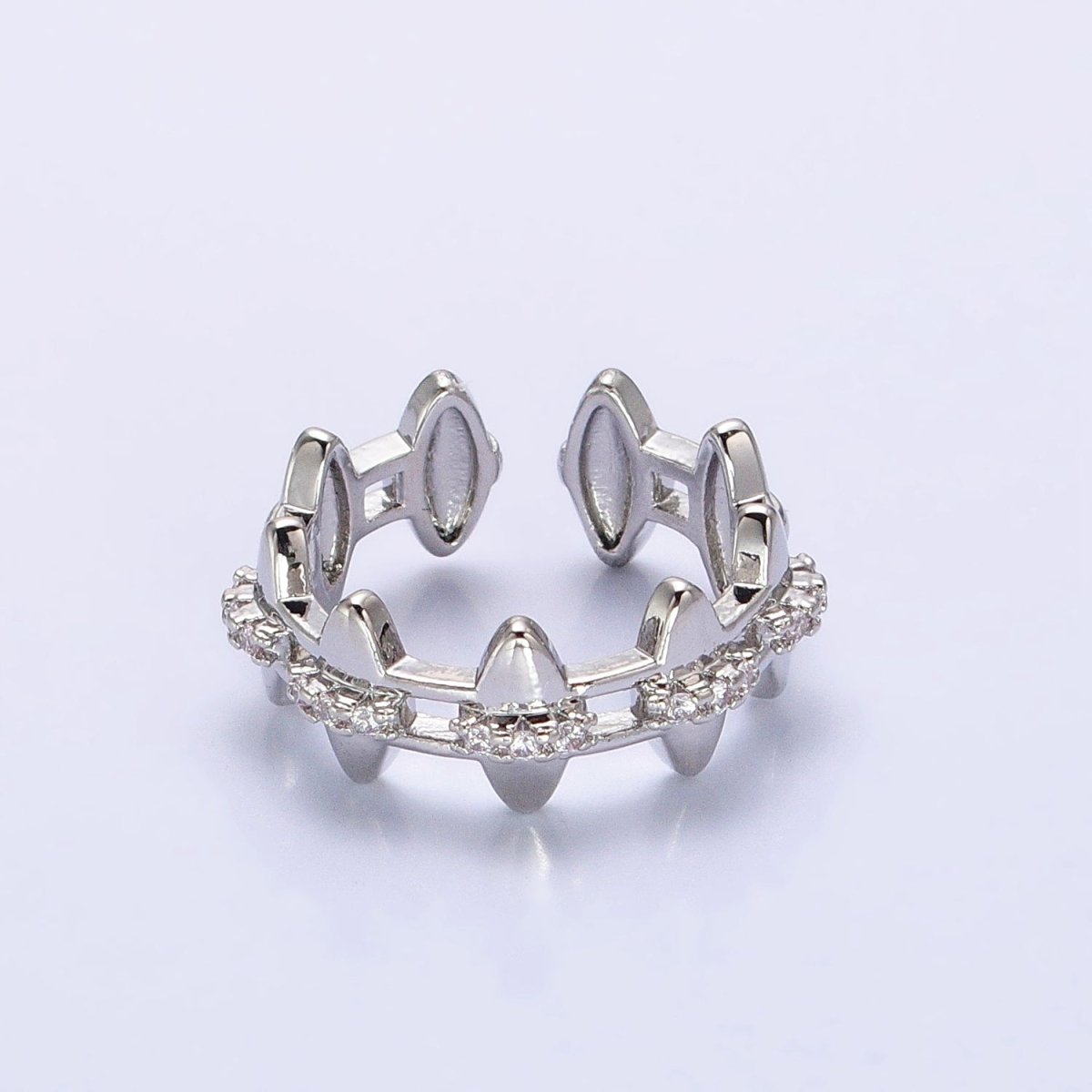Gold Crown Band, Princess Crown Ring Silver Gold Ring, Crown Stacking Ring Geometric Jewelry O-1813 O-1814