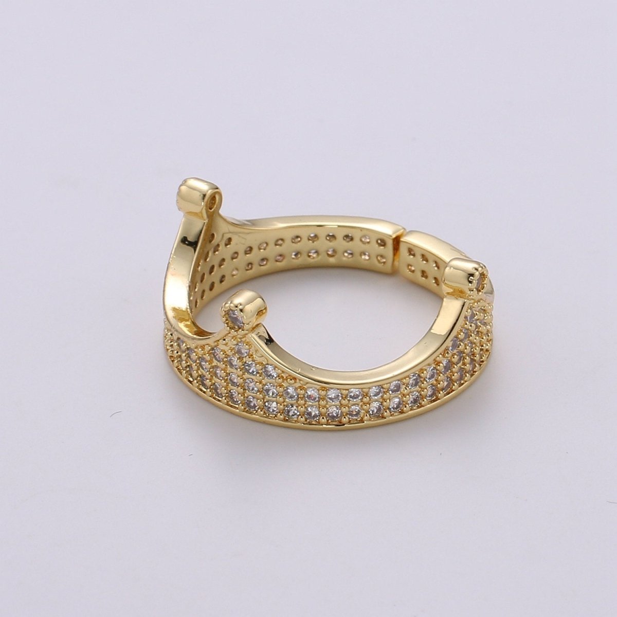 Gold Crown Ring - Micro Pave Crown Ring - Gold Vermeil Cubic Zirconia Adjustable Ring - Silver CZ Ring Crown - Open R-161 R-162