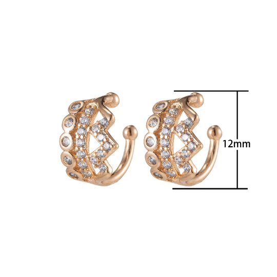 Gold Crown Sparkling CZ Star Cuff Earrings for Women Clip On Ears No Piercing Cartilage Earrings AI-054
