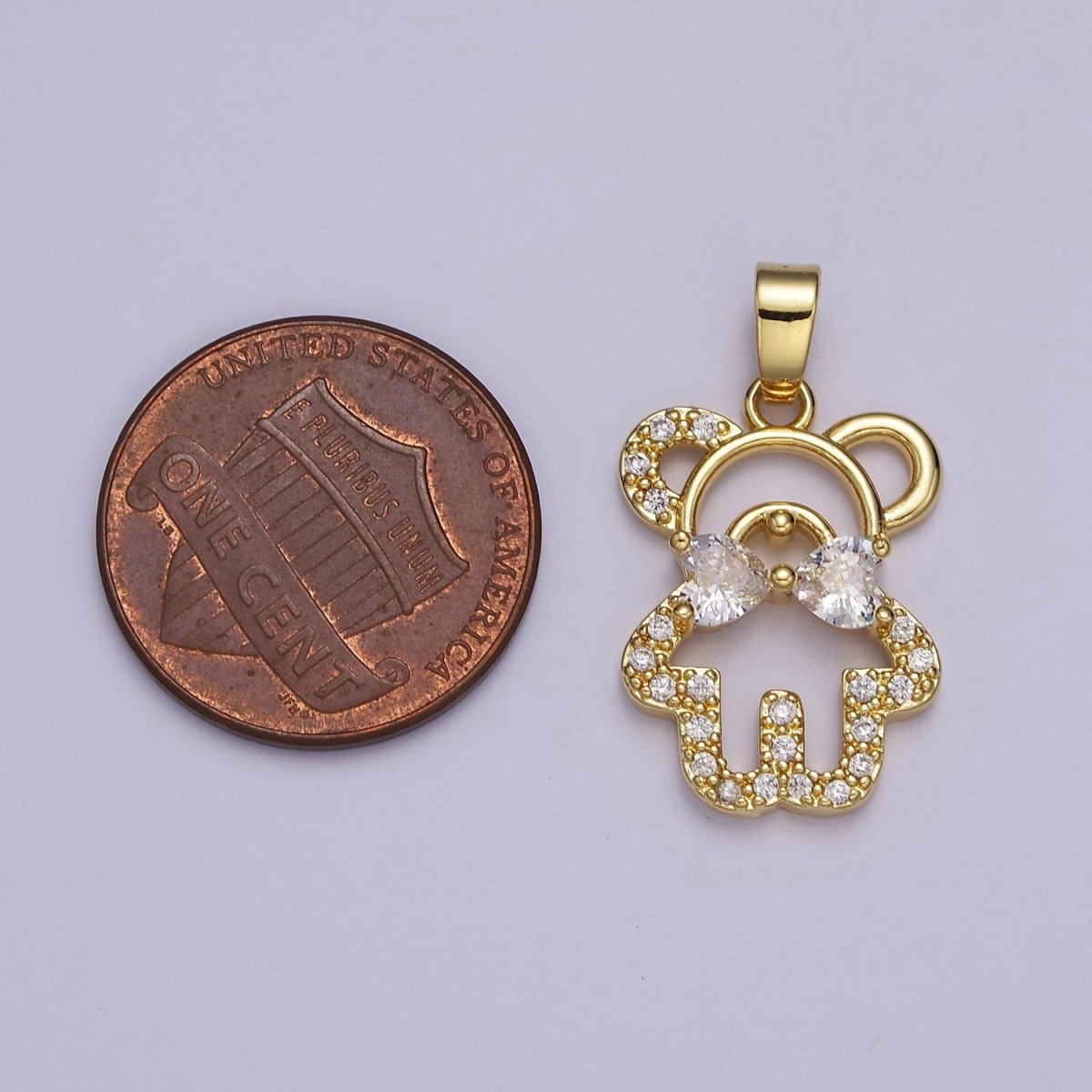 Gold Cubic Panda Bear Pendant Charm For Jewelry Necklace Making J-540