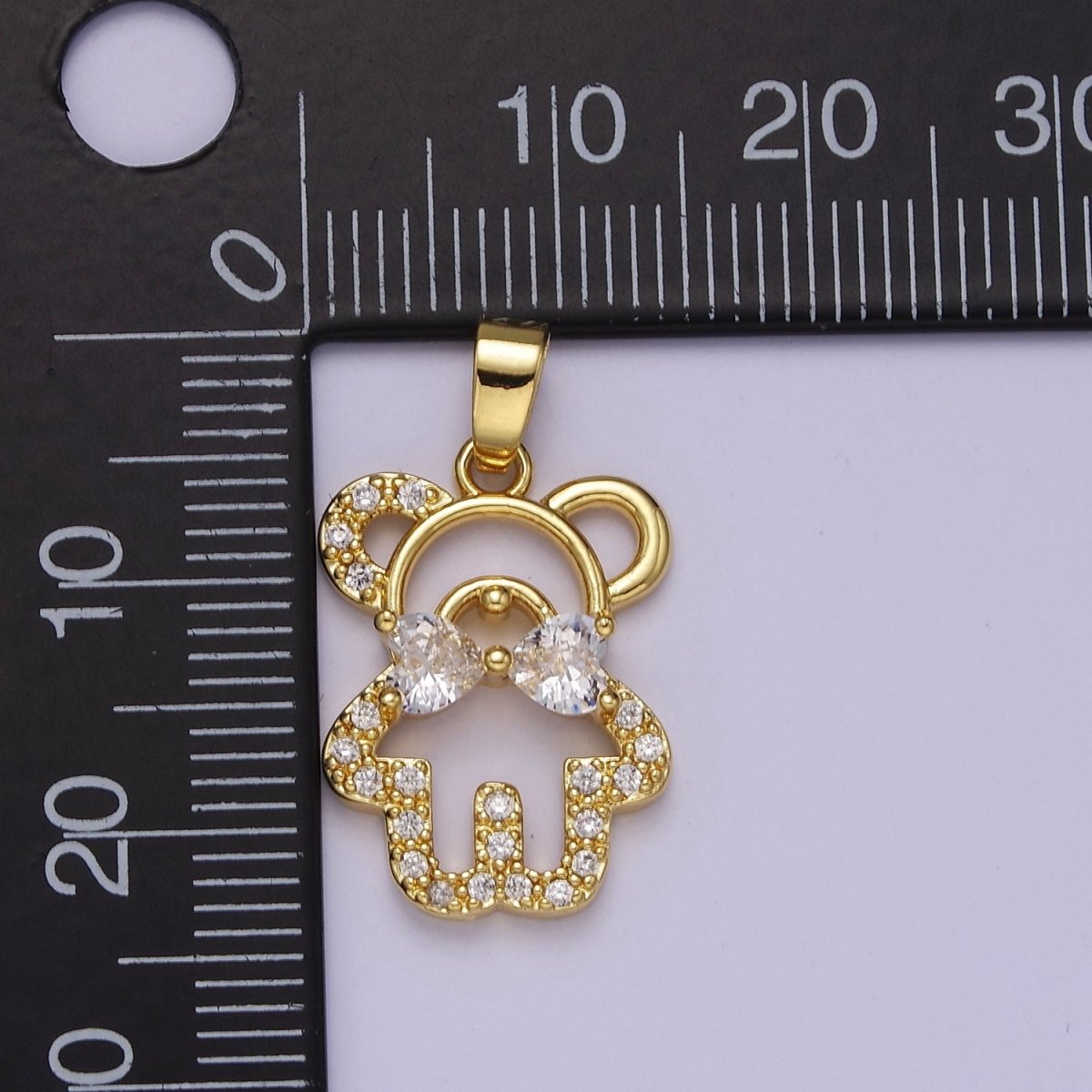 Gold Cubic Panda Bear Pendant Charm For Jewelry Necklace Making J-540
