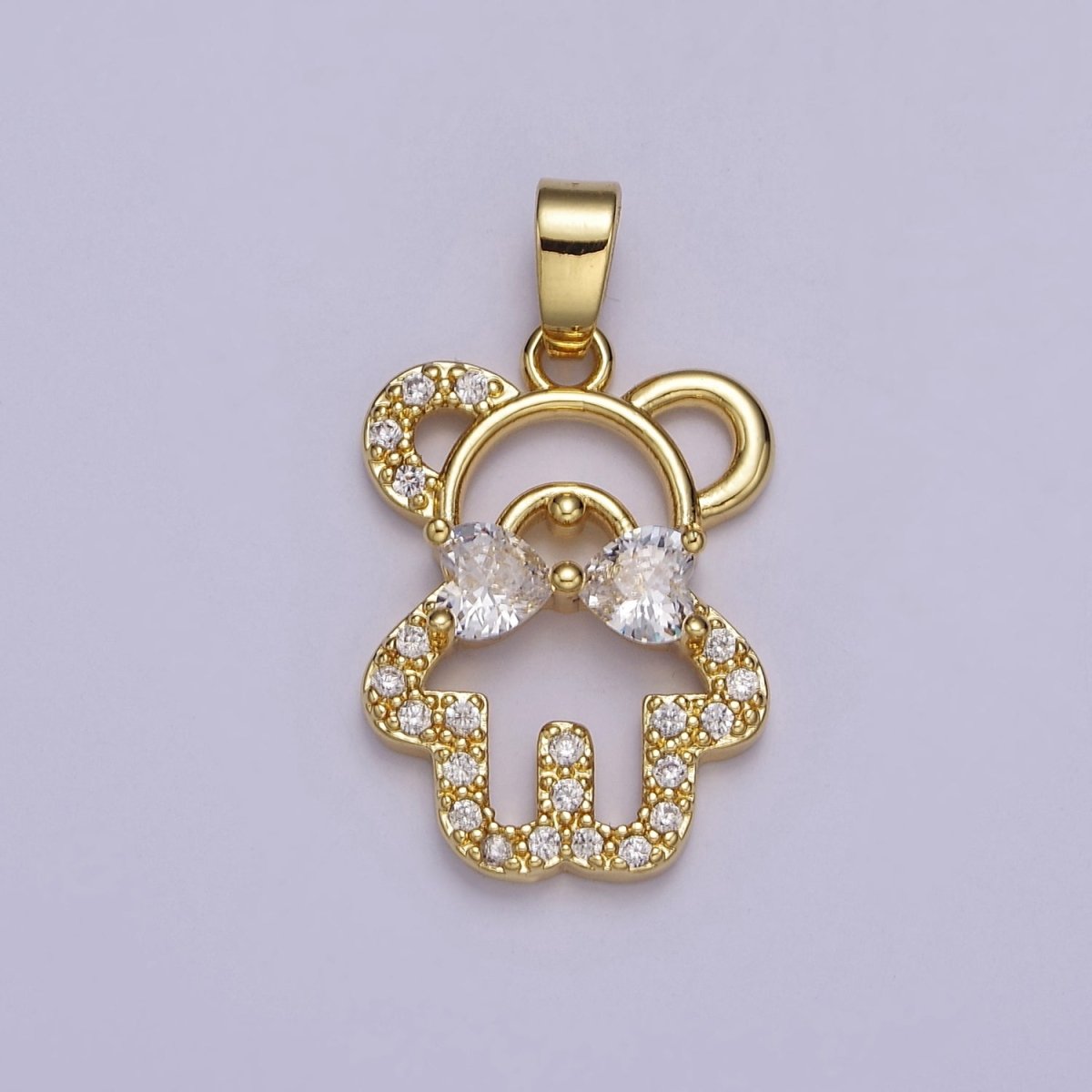 Gold Cubic Panda Bear Pendant Charm For Jewelry Necklace Making J-540