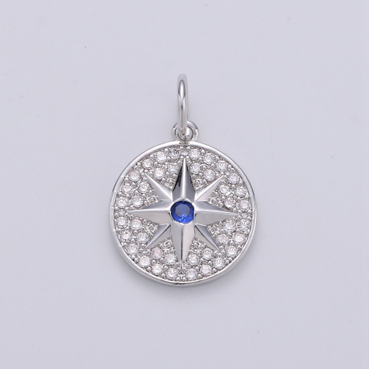 Gold cubic Star charms ,cubic North Star pendants, Coin charm, medallion charm, Celstial star pendants Real Gold Plated / Silver plated D-284