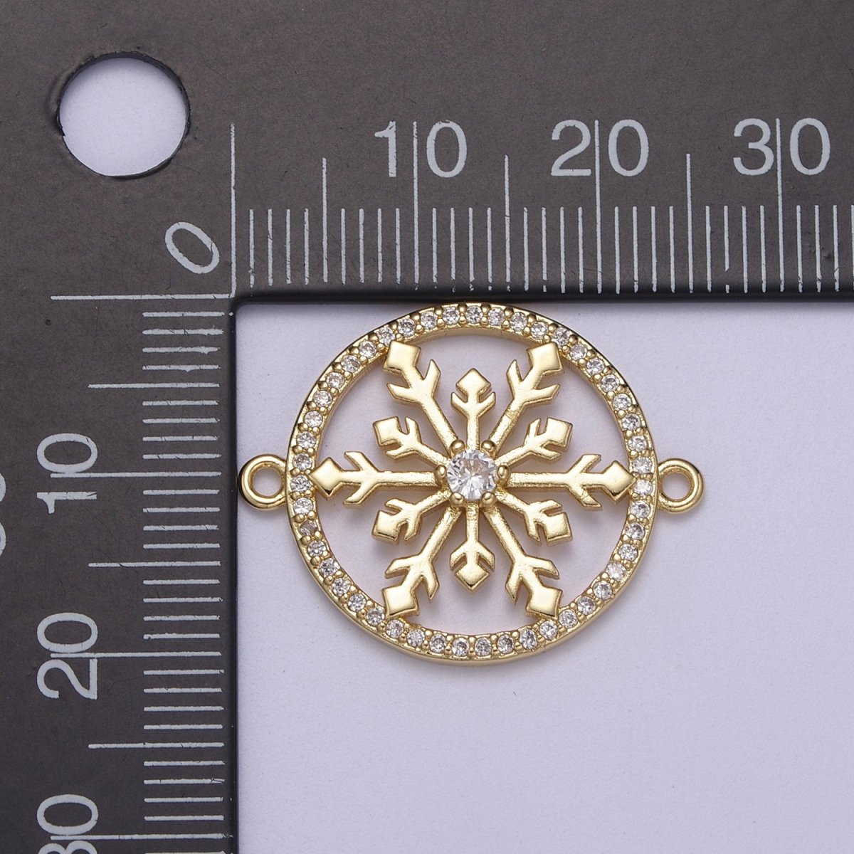 Gold CZ Pave Snowflake Charm Cubic Zirconia Snow flake Link Connector for Bracelet DIY Jewelry Finding Supplies F-146