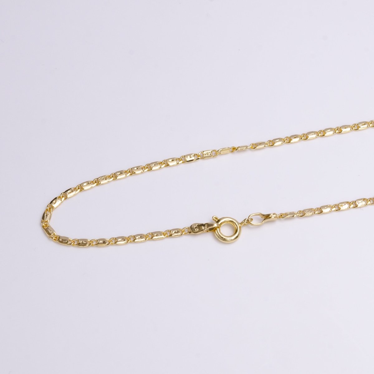 Gold Dainty 1.8mm Unique Dented Link Scroll 18 Inch Layering Chain Necklace | WA-1909 Clearance Pricing