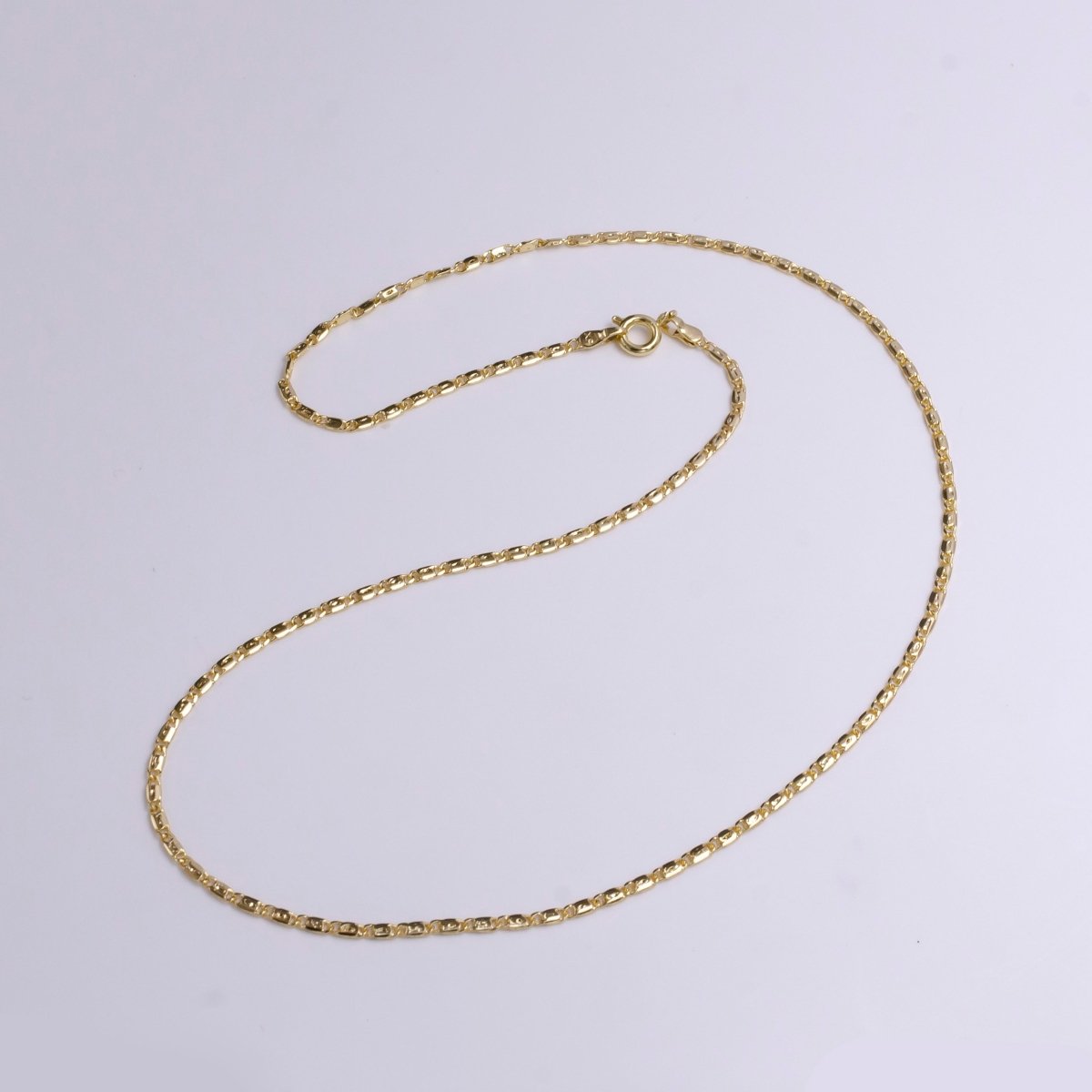 Gold Dainty 1.8mm Unique Dented Link Scroll 18 Inch Layering Chain Necklace | WA-1909 Clearance Pricing