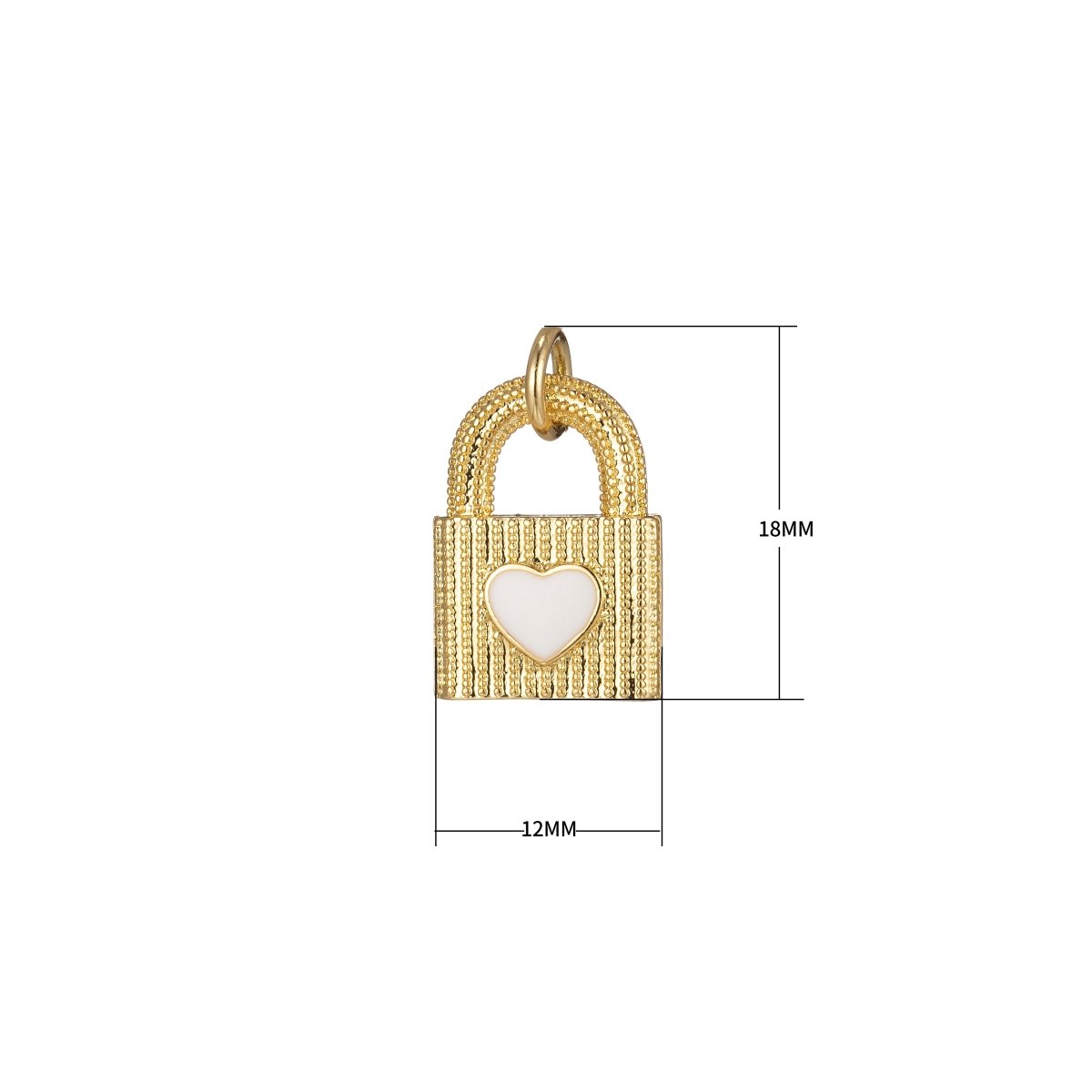 Gold Dainty Heart Padlock Charm Colorful Enamel Lock Charm for Necklace Bracelet Jewelry Making Black Blue Fuschia Green Yellow Pink M-265