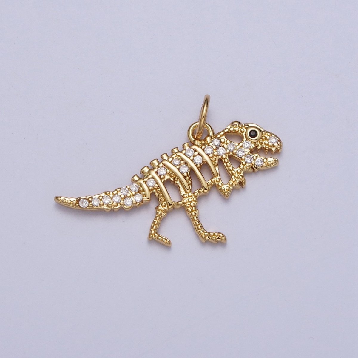 Gold Dinosaur Tyrannosaurus Rex Micro Paved Cubic Zircon Charm AG-130