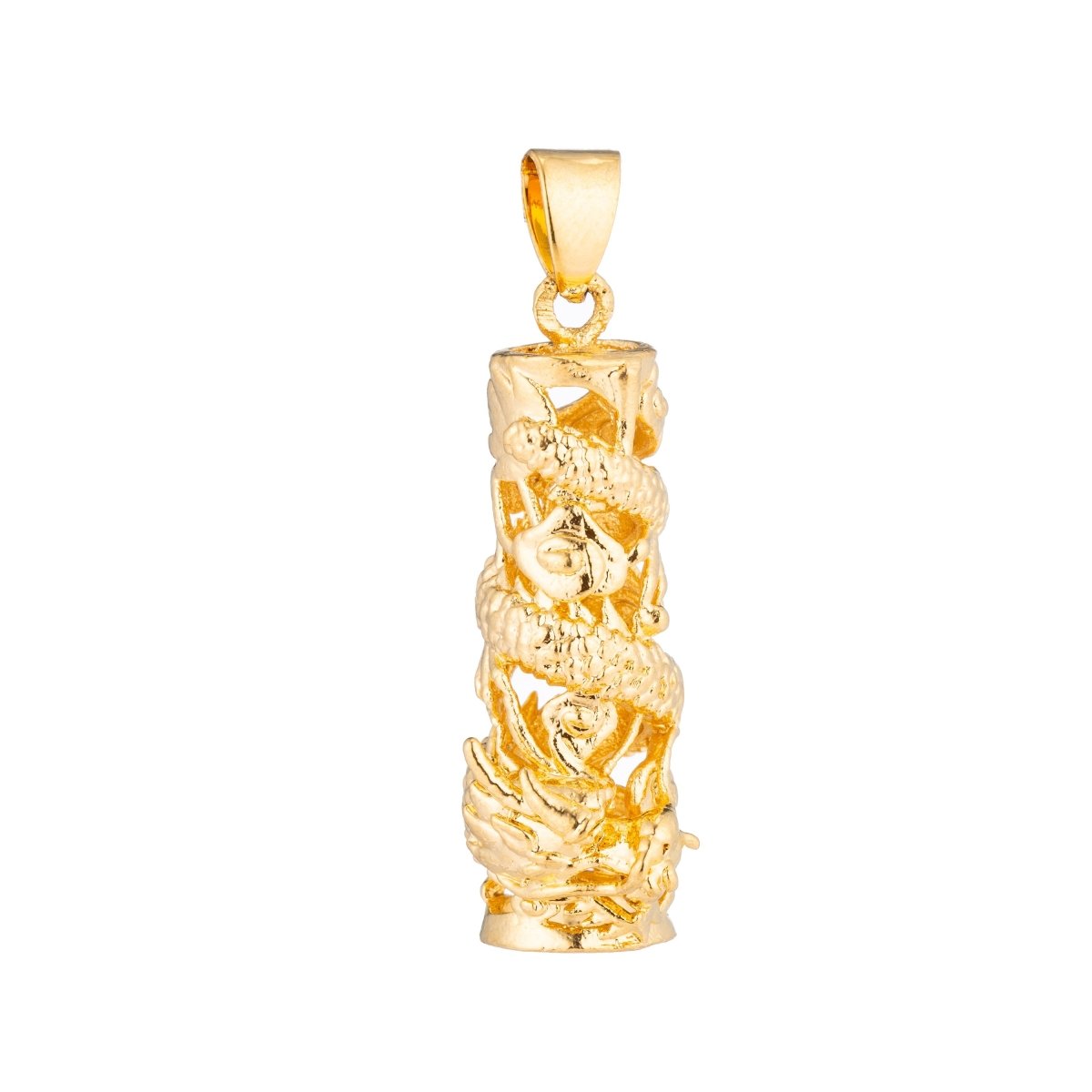 Gold Dragon, Mythical Animal, Legend, God, Royal, Majestic, SciFi, Anime Necklace Pendant Charm Bead Bails Findings for Jewelry Making H-550