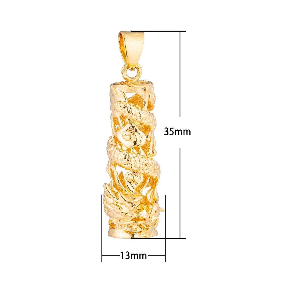 Gold Dragon, Mythical Animal, Legend, God, Royal, Majestic, SciFi, Anime Necklace Pendant Charm Bead Bails Findings for Jewelry Making H-550