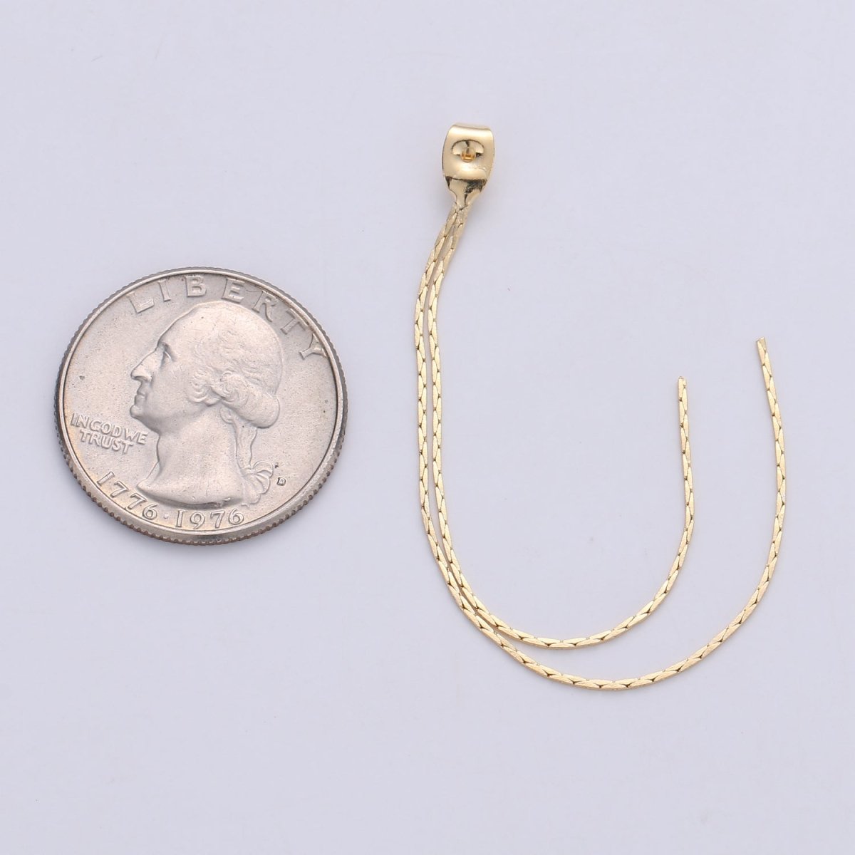 Gold Ear Back Stoppers, Earring Nuts with Long Chain 95mm, Earring Component Findings, Tassel Earring Supply K-422