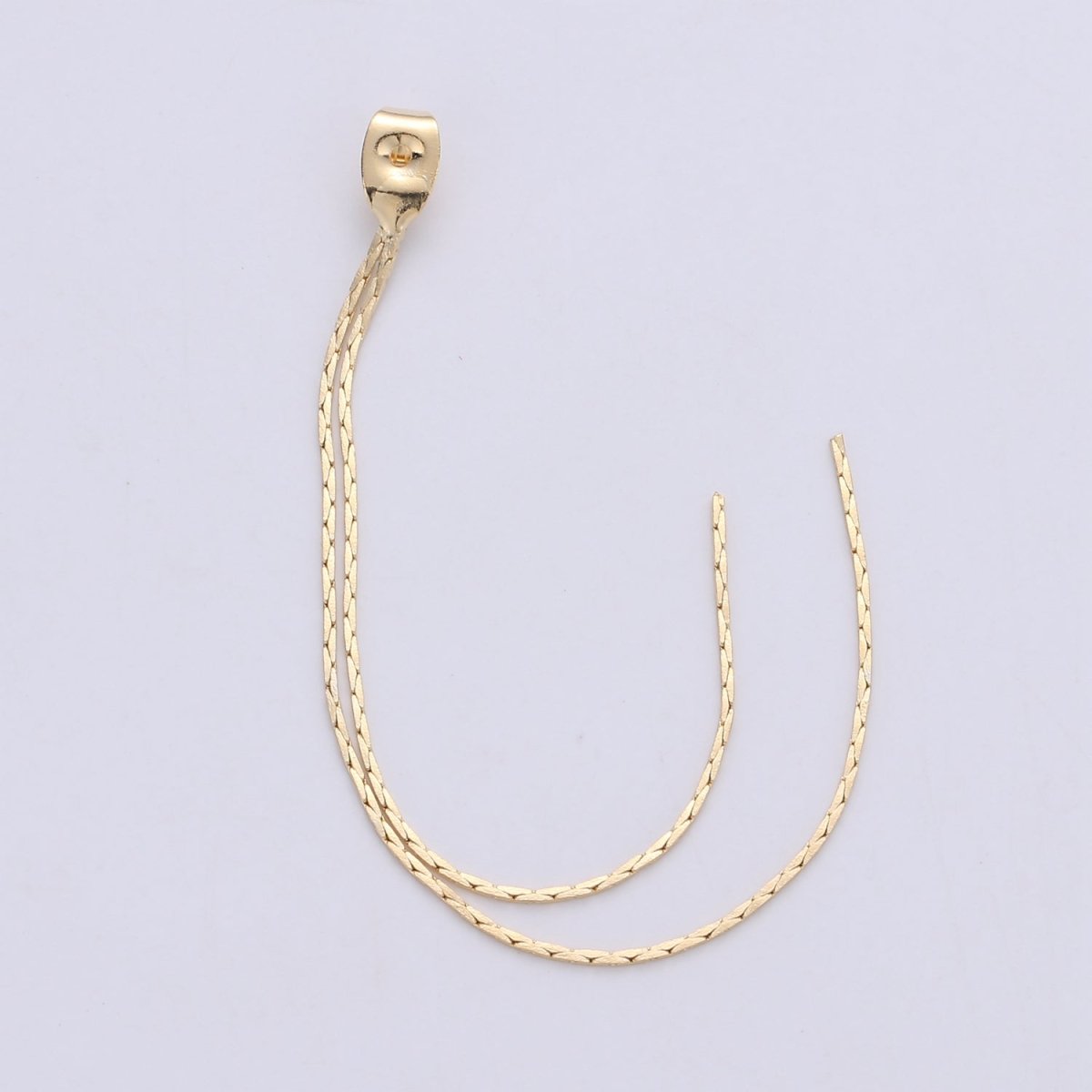Gold Ear Back Stoppers, Earring Nuts with Long Chain 95mm, Earring Component Findings, Tassel Earring Supply K-422