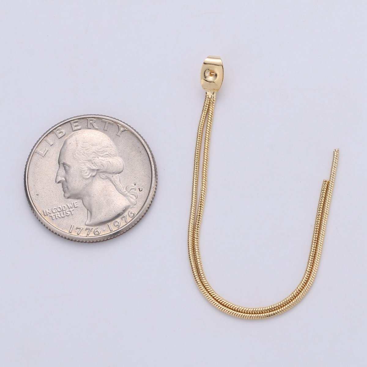 Gold Ear Back Stoppers, Earring Nuts with Long Chain 95mm, Earring Component Findings, Tassel Earring Supply K-423