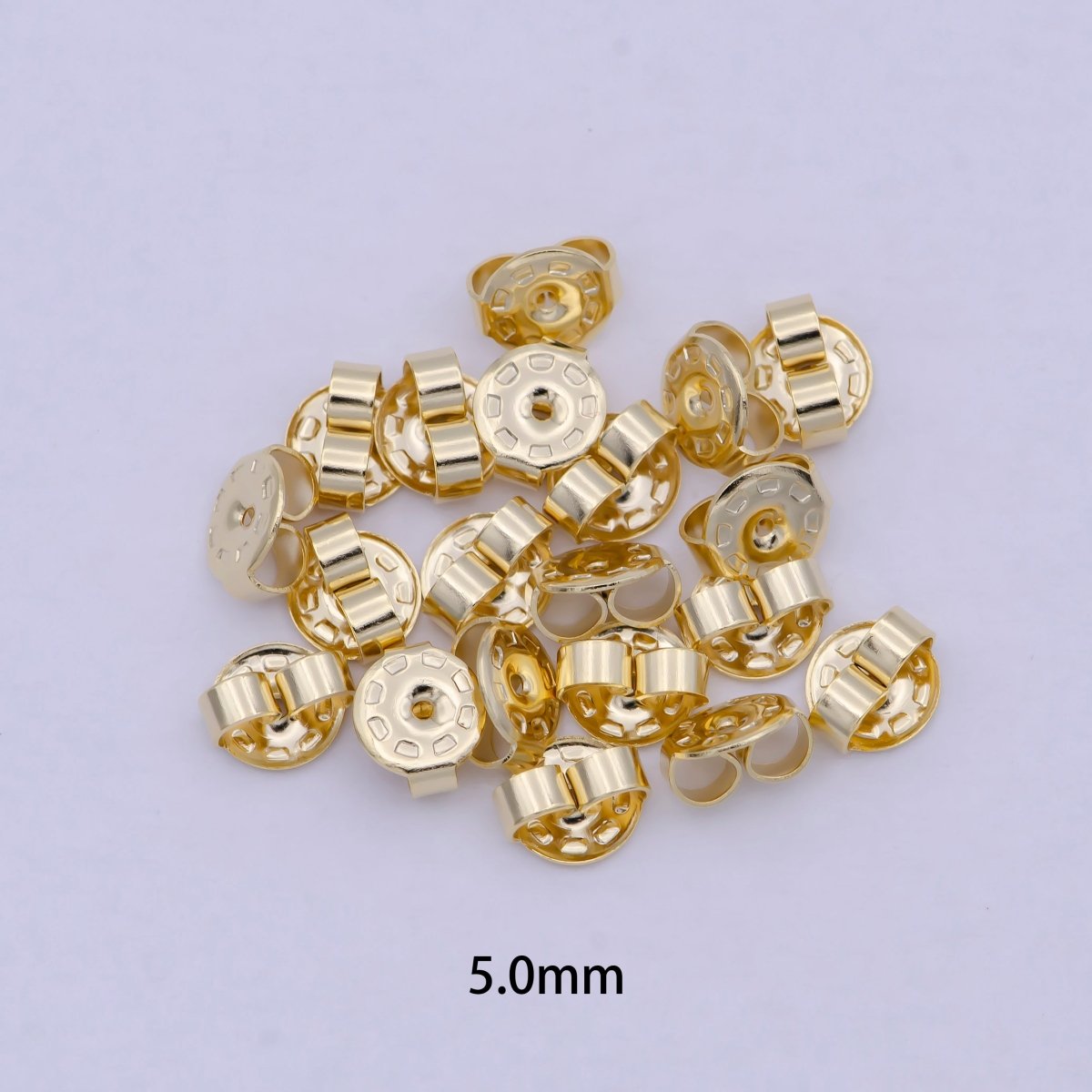 Gold Earring Backs for Studs Hypoallergenic Earring Backs Replacements Posts for Diamond Studs Droopy Secure Locking Earring Backs, 5mm K-353