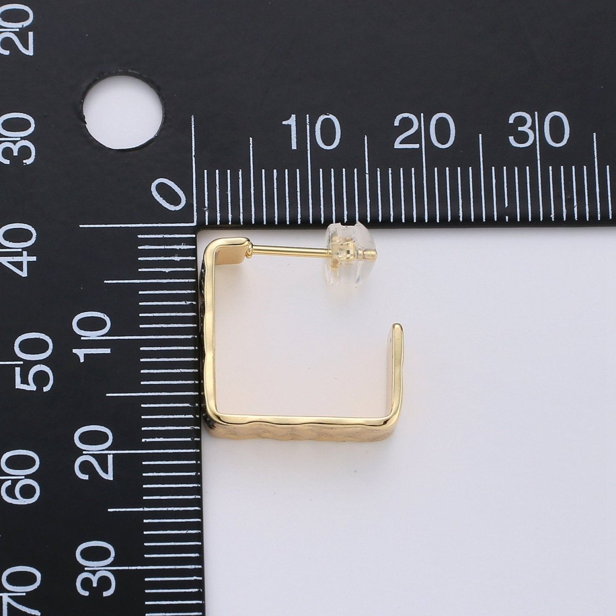 Gold earrings, Gold Square earrings, Hammered 14K gold filled simple everyday earrings Statement Minimalist Jewelry K-577