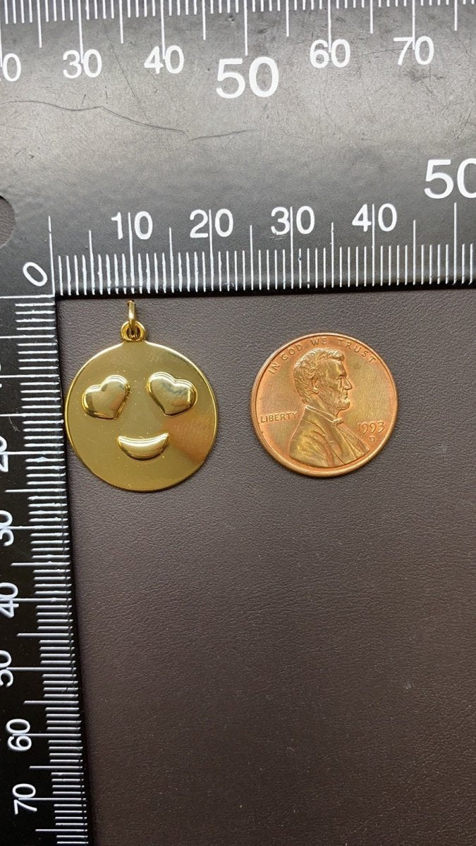 Gold emoji charm happy smile pendant for kids teens necklace jewelry supply I-631