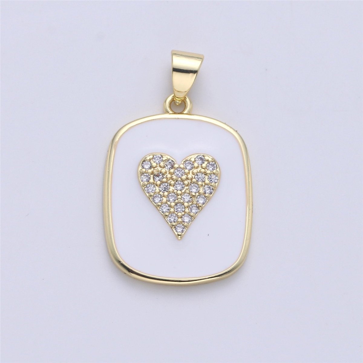 Gold Enamel Heart Charm Military Tag Pendant, Black White Love charm, Enamel Jewelry for Necklace Component I-448 I-449