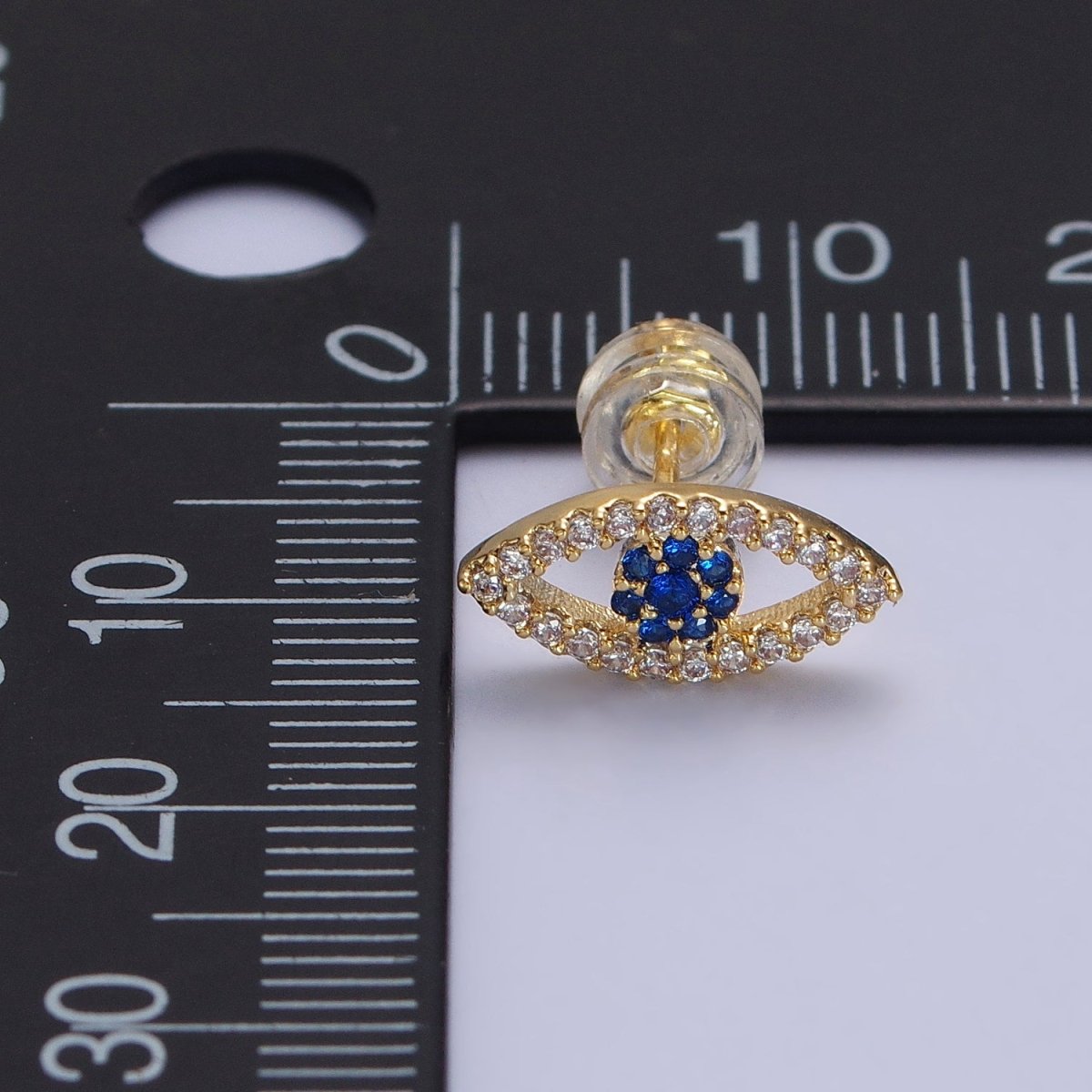 Gold Evil Eye Stud Earrings Micro Pave Eye Jewelry | AB181