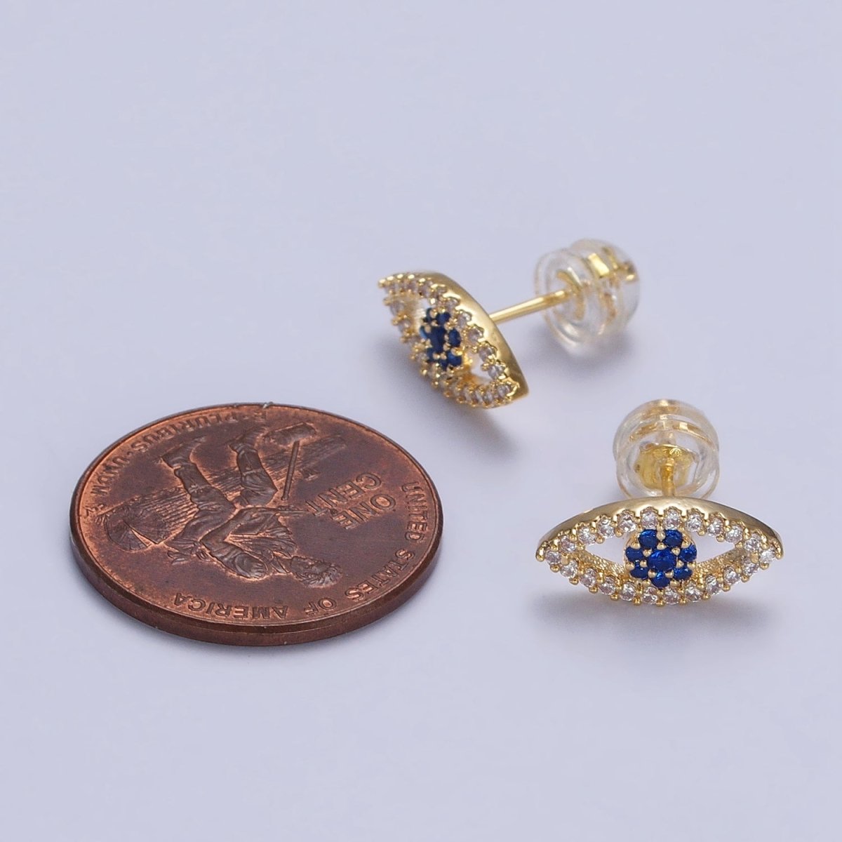Gold Evil Eye Stud Earrings Micro Pave Eye Jewelry | AB181