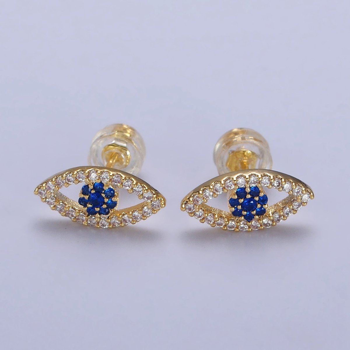 Gold Evil Eye Stud Earrings Micro Pave Eye Jewelry | AB181