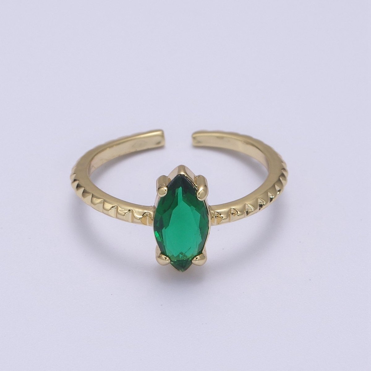 Gold Eye Cut Blue Pink Green Clear Aqua CZ Dainty Cocktail Ring Open Adjustable U-244 ~ U-248